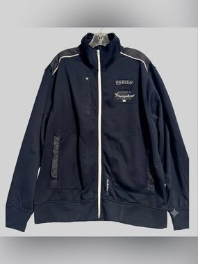 Parish Nation Triumphant Track Jacket Mens XL Navy Blue Y2K Zip Up